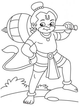 Happy baby hanuman coloring page | Download Free Happy baby hanuman  coloring page for kids | Best Coloring Pages