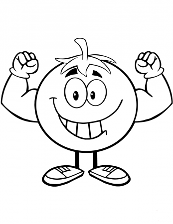 Muscle Tomato Coloring Page - Free Printable Coloring Pages for Kids
