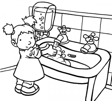Hand Washing For Kids Coloring Pages