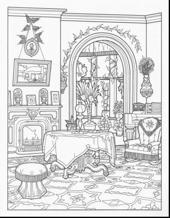 Wonderful interior house coloring pages with house coloring page ...