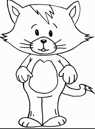 Standing Cat Coloring Page | Kids Coloring Page