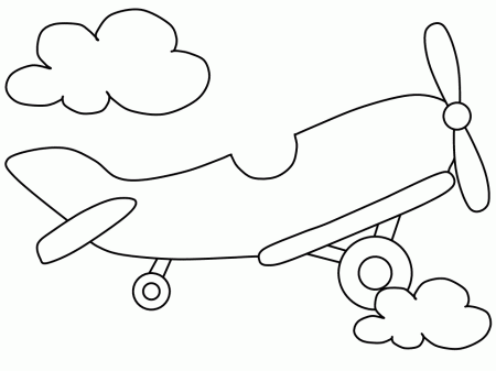 Easy Airplane Transportation Coloring Pages for toddlers 