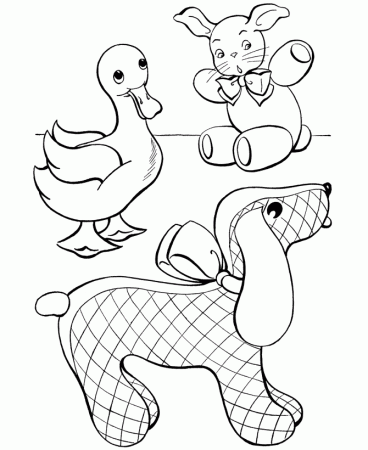 Toy Animals Coloring Pages | Stuffed Animals and Dog Coloring Page 