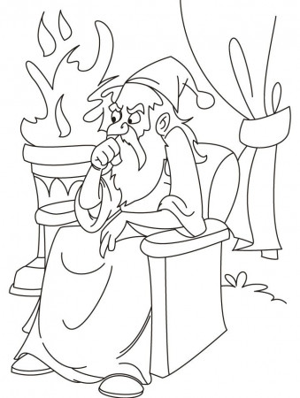 Thinking wizard Coloring Page | Download Free Thinking wizard 