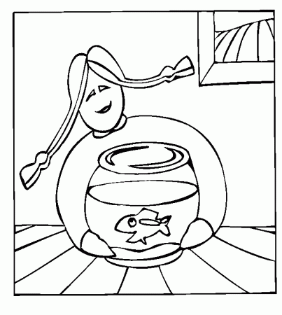 Goldfish Coloring Page | A Girl and Her Goldfish