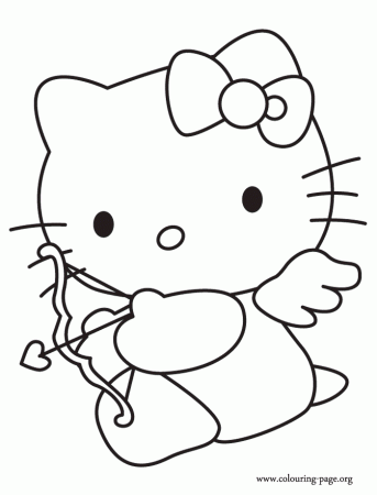 Valentine's Day - Hello Kitty as a cupid coloring page