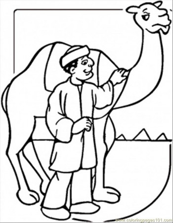 Coloring Pages Camel And Egyptian Man (Countries > Egypt) - free 