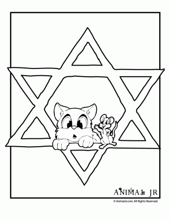 Hanukkah Coloring Page with Cat & Mouse | Christmas, Hannukah, Kwanza…