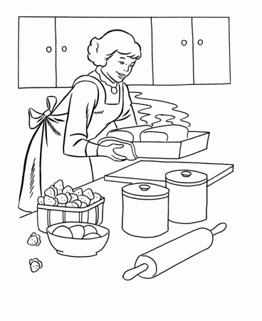 mum cooking Colouring Pages