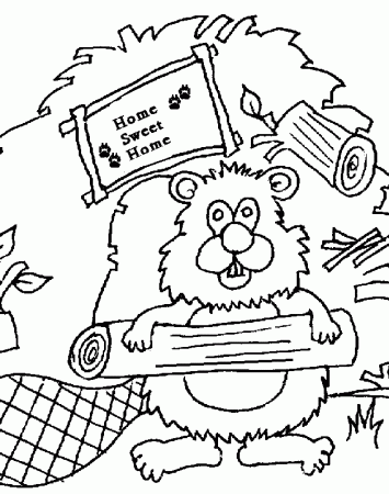 Beaver Dam - Free Coloring Pages for Kids - Printable Colouring Sheets