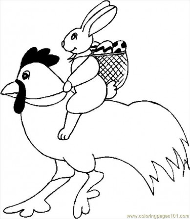 Coloring Pages Bunny Riding Hen (Entertainment > Holidays) - free 