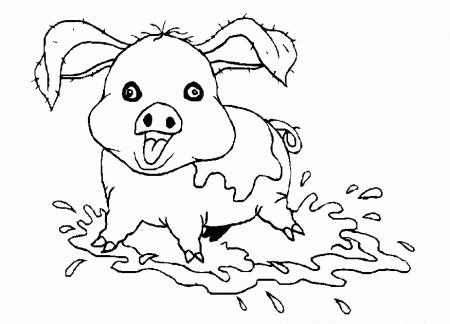 Little Pigs Play Water Coloring Pages - Animal Coloring Pages 