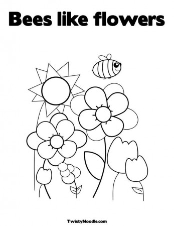 flowers, rainbow, bees Colouring Pages