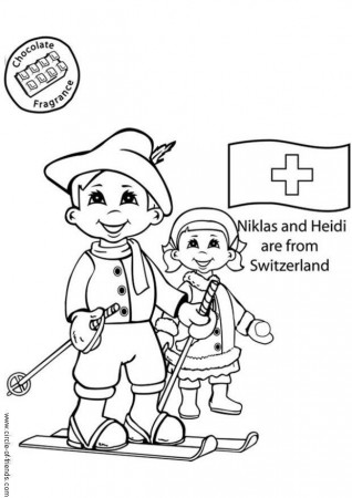 Coloring page Niklas and Heidi from Switzerland - img 5641.