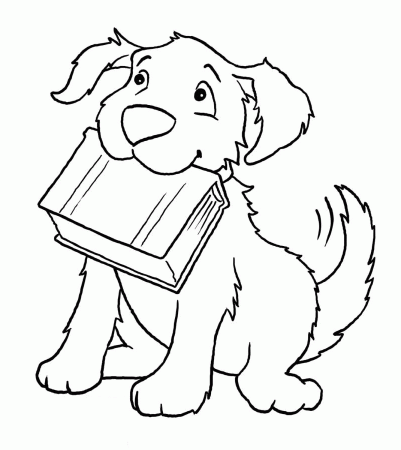 Print Dog With Book Coloring Pages Or Download Dog Colouring Pages 