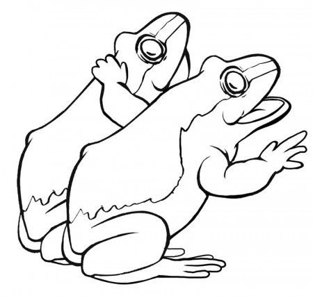 Two Frogs Singing Together Coloring Page: two-frogs-singing 