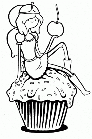 Adventure Time Princess Bubblegum With Cake Coloring Pages 