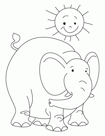Elephant with the sun coloring page | Download Free Elephant with 