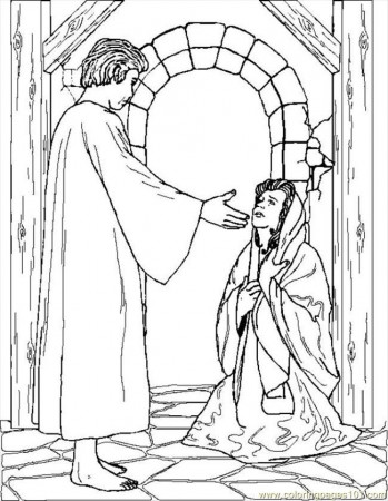 Coloring Pages Angelappearstomary (Peoples > Angel) - free 