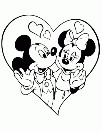 Mickey And Minnie Valentine Holiday Coloring Page | HM Coloring Pages