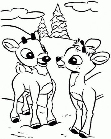 Christmas Santa Deer Coloring Pages Free For Little Kids - #