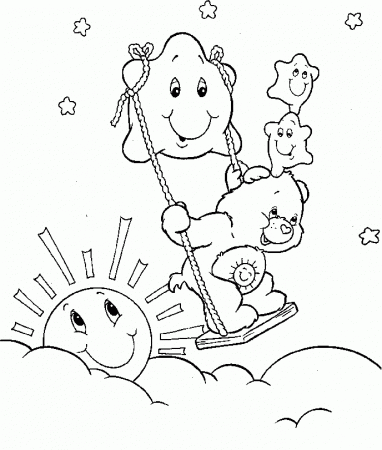 Care Bear Playing With Stars Coloring Pages - Care Bears Coloring 