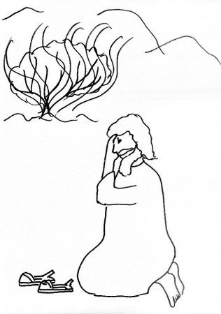 Bible Story Coloring Page for Moses and the Burning Bush | Free 