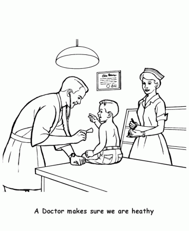 BlueBonkers - Labor Day Coloring Page Sheets - Doctor is a worker