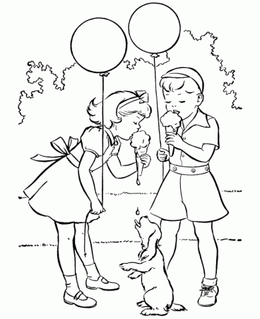 Boy and Girl Coloring Pages Eat Ice Cream : New Coloring Pages
