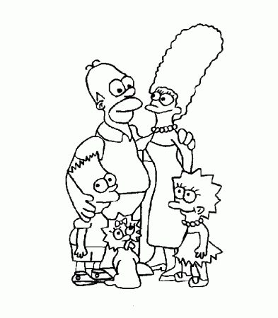 Happy Simpsons Family coloring pages Free Printable for kids 