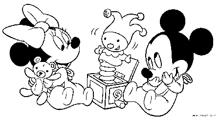 Disney Babies Coloring Pages - Mickey, Minnie, Goofy, Pluto 