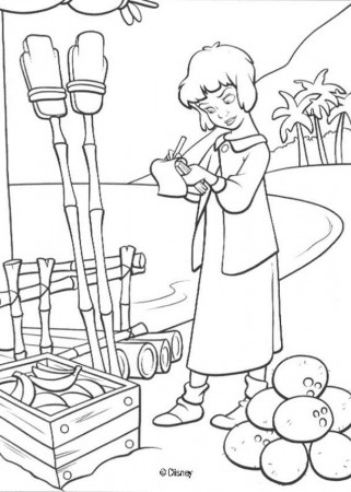 Peter Pan coloring pages - Wendy with fruits