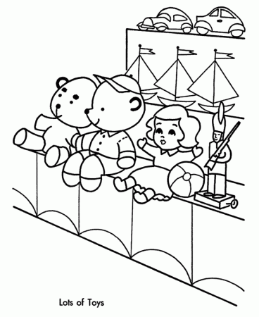 Christmas Toys Coloring Pages - Lots of Toys Christmas Coloring 