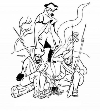 George Washington And His Soldiers Veterans Day Coloring Page 