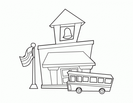 School House Coloring Red For Kids : New Coloring Pages