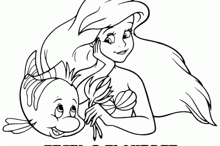 Ariel And Flounder Coloring Pages | download free printable 