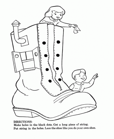 Old Woman Lived In Shoes Coloring Pages: Old Woman Lived In Shoes 