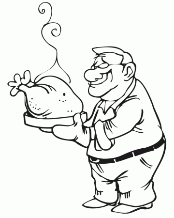 Thanksgiving Coloring page | Grandpa carrying turkey