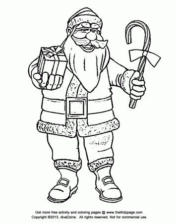 Santa Claus with a Candy Cane - Free Coloring Pages for Kids 