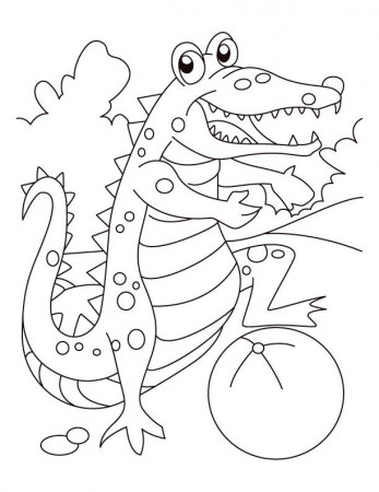 Alligator playing football coloring page | Download Free Alligator 