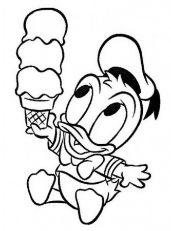 Free Baby Donald Duck Ice Cream Disney Coloring Pages - deColoring