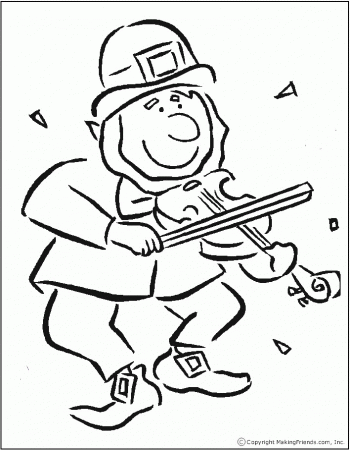 Leprechaun with Fiddle Coloring Page