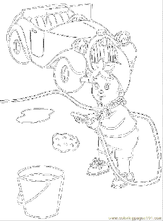 Coloring Pages Noddy Is Washing His Car (Cartoons > Noddy) - free 