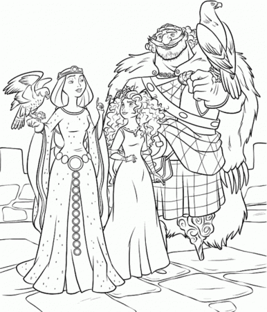 Pictures Merida With Family Coloring For Kids - Princess Coloring 