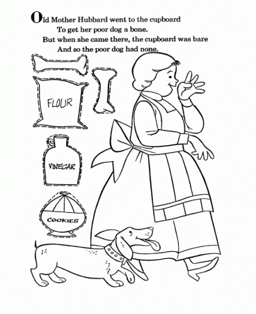 OLD MOTHER HUBBARD Colouring Pages