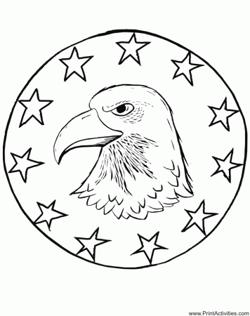 Patriotic Coloring Page Of An Eagle And Stars For The Fourth Of 