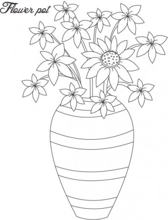 Downloadable Flower Pot Coloring Page | Laptopezine.