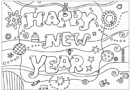 happy new year 2014 coloring design for kids - Coloring Point