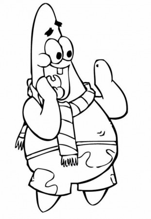 Patrick Star Using a Scarf Coloring Page - Free & Printable ...