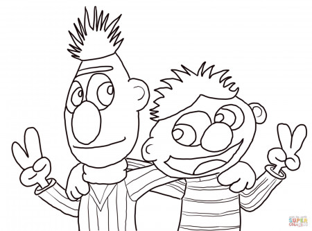 Cool Bert and Ernie coloring page | Free Printable Coloring Pages